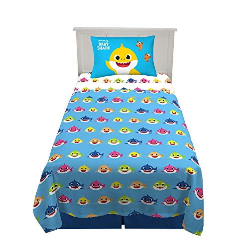 Baby Shark 3 Piece Twin Size Franco Kids Bedding Super Soft Sheet Set 