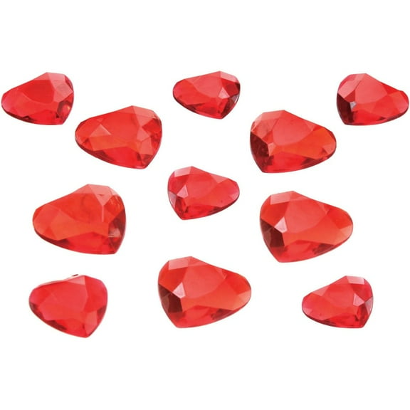 Red Heart Gem Plastic Scatter 24 Per Pack