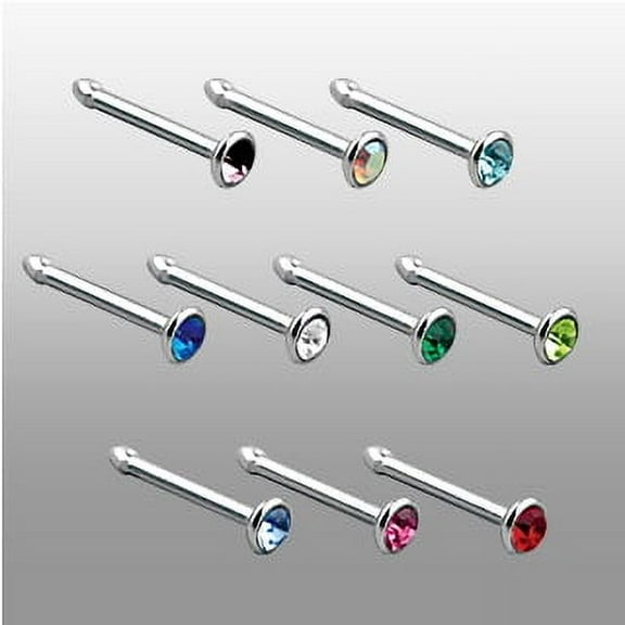 Nose Bone Pressure Fitted 18G -1mm (D)(Diamond 1mm- 0.7'') Wearable Space 6.5mm - 0.25'' 1 Piece (AB Iridescent) (B/6/4)