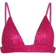 thumbnail image 4 of Blotona Women's Sparkly Sequin Suit Long Sleeve Sequin Tops + Sparkly Sequin Bra Tops + High Waist Sequin Pants Suit Party Clubwear, 4 of 8