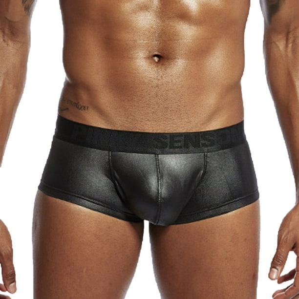 Cameland Men's Underwear Men's Boxer Briefs Leather Briefs Sexy Big Bag  Underwear 3PC 