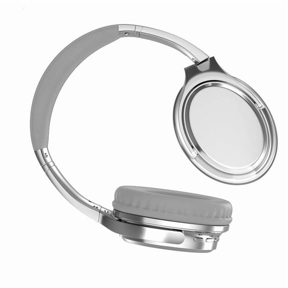 Head mounted noise cancelling Bluetooth 6.0 earphones, wired and wireless dual connections, comfortable design, long battery life, silver