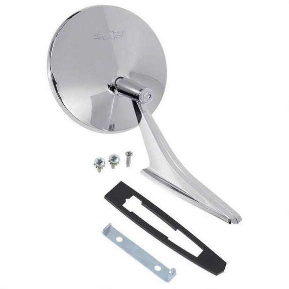 OER CM3006 1966-72 Outer Door Mirror w/Bow Tie Logo/Ribbed Base