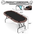 thumbnail image 3 of Towallmark 82 Inch 8 Player Poker Table, Oval Texas Holdem Table With Collapsible Legs, Padded Rails & Cup Holders, Portable Casino Style Game Table, Brown, 3 of 8