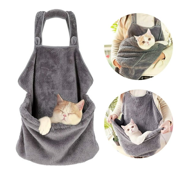 Comfortable Pet Slings,Small Dog Cat Sling Accompany Carrier Apron,Foldable Velvet Apron Big Pocket Carrier Sleeping-Bag for Holding Kitten
