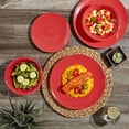 thumbnail image 2 of Tabletops Gallery 12 Piece Red Melamine Dinnerware Set Plates Bowls for Indoor/Outdoor Use, Service for 4, Scarlet, 2 of 6