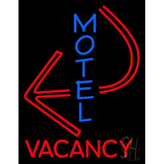 Motel Vacancy With Arrow LED Neon Sign 19 x 15 - inches, Black Square Cut Acrylic Backing, with Dimmer - Bright and Premium built indoor LED Neon Sign for Defence Force.