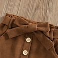 thumbnail image 4 of Toddler Girls Corduroy Skirt High Waist Button Front Belted Short Dress Elastic Waist Ruffle Skirt, 4 of 7