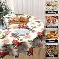 thumbnail image 4 of Christmas Red Flowers and Red Leaf Tablecloth Holly Red Flower Round Tablecloth 60 Inch for Farmhouse Kitchen Decor Polyester Fabric Winter/Xmas Table Cover for Party Outdoor Camping Holiday, 4 of 6