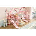 thumbnail image 6 of Full Size Adjustable Bed Base, Full House Loft bed with Slide and Stairs, Metal Playhouse Bed with Storage Shelves, House-shaped Roof and Noise-free Design, Pink, Pink Bed Frames,Platform Bed Frames, 6 of 9