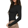 thumbnail image 3 of KKJ Womens Long Sleeve Shirts Ruched Basic Cute Crop Tops Fall Winter Fashion 2024 Going Out Outfits Slim Fitted Y2k Tops Tee, 3 of 11