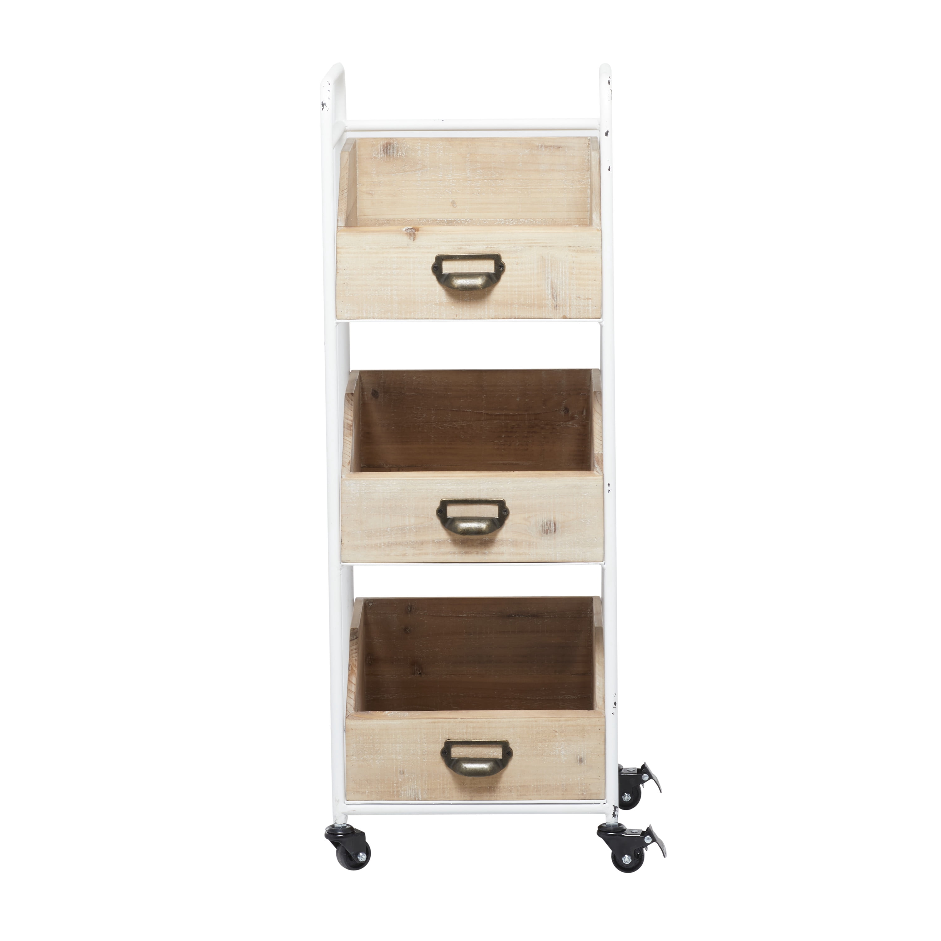 DecMode 12"W, 36"H Wood Industrial Storage Cart, Brown, 1-Piece