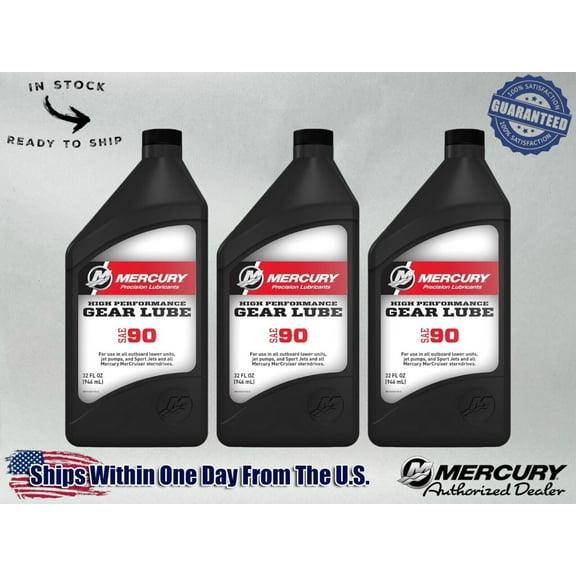Mercury OEM 8M0222063 SAE 90 High Performance Gear Lube Quart 8M0222063-3PACK