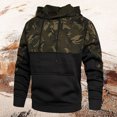 thumbnail image 5 of Mens Camo Hoodies Pullover Oversized Color Block Hooded Sweatshirts Military Combat Adjustable Drawstring Fall Winter Warm Camouflage Hoodie Size-L, 5 of 8