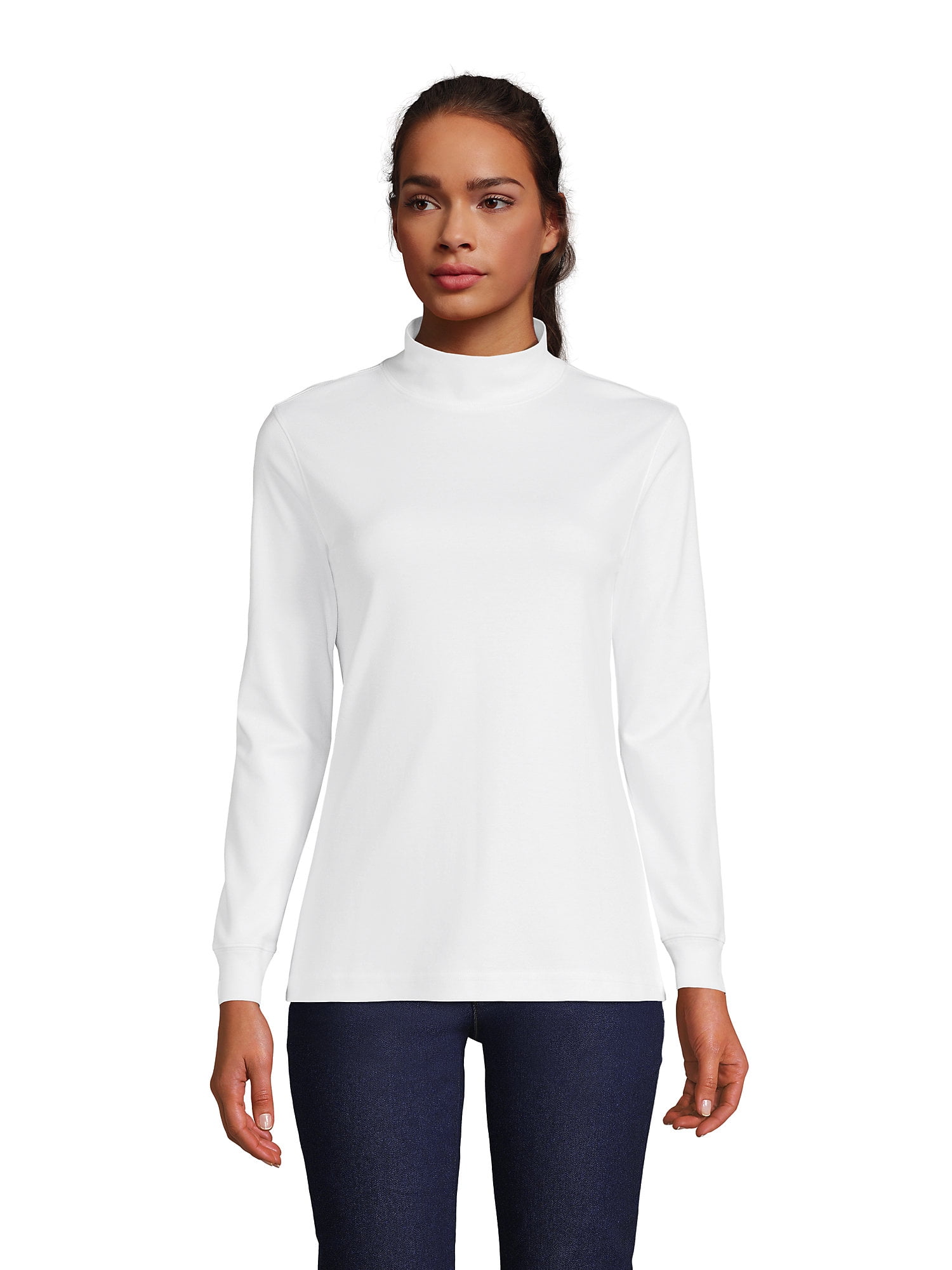 Lands' End Women's Petite Long Sleeve Supima Mock Turtleneck