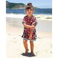 thumbnail image 2 of Kmbangi Robe de Plage pour Filles Tout-Petits Col Rond Manches Chauve-Souris Courtes une Pièce Été Décontracté Style Ample 0-5T, 2 of 9