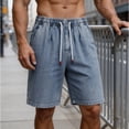 thumbnail image 4 of KeShDi Plus Size Jeans Shorts Mens Shorts Gym Shorts Summer Denim Shorts Men's Summer Style Loose Straight Tube Light Blue L, 4 of 6