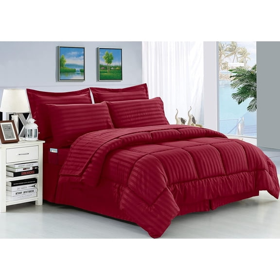 Close Out Deal , 3pc Comforter Set-Full/Queen, Black/Burgundy