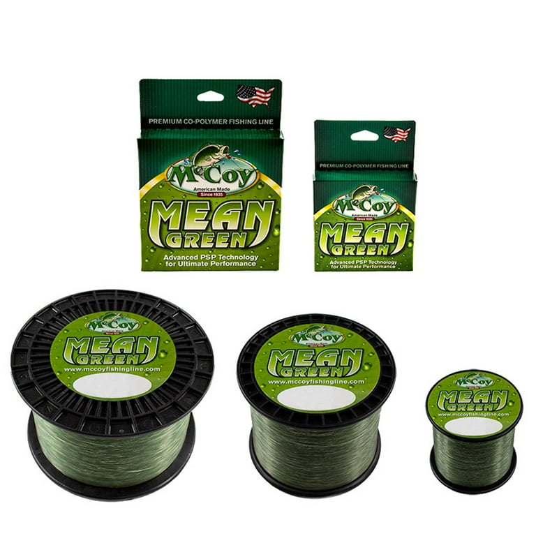 McCoy Mean Green Premium CoPolymer Monofilament Fishing Line (20lb Test  (.018 Dia) - 700 Yards)