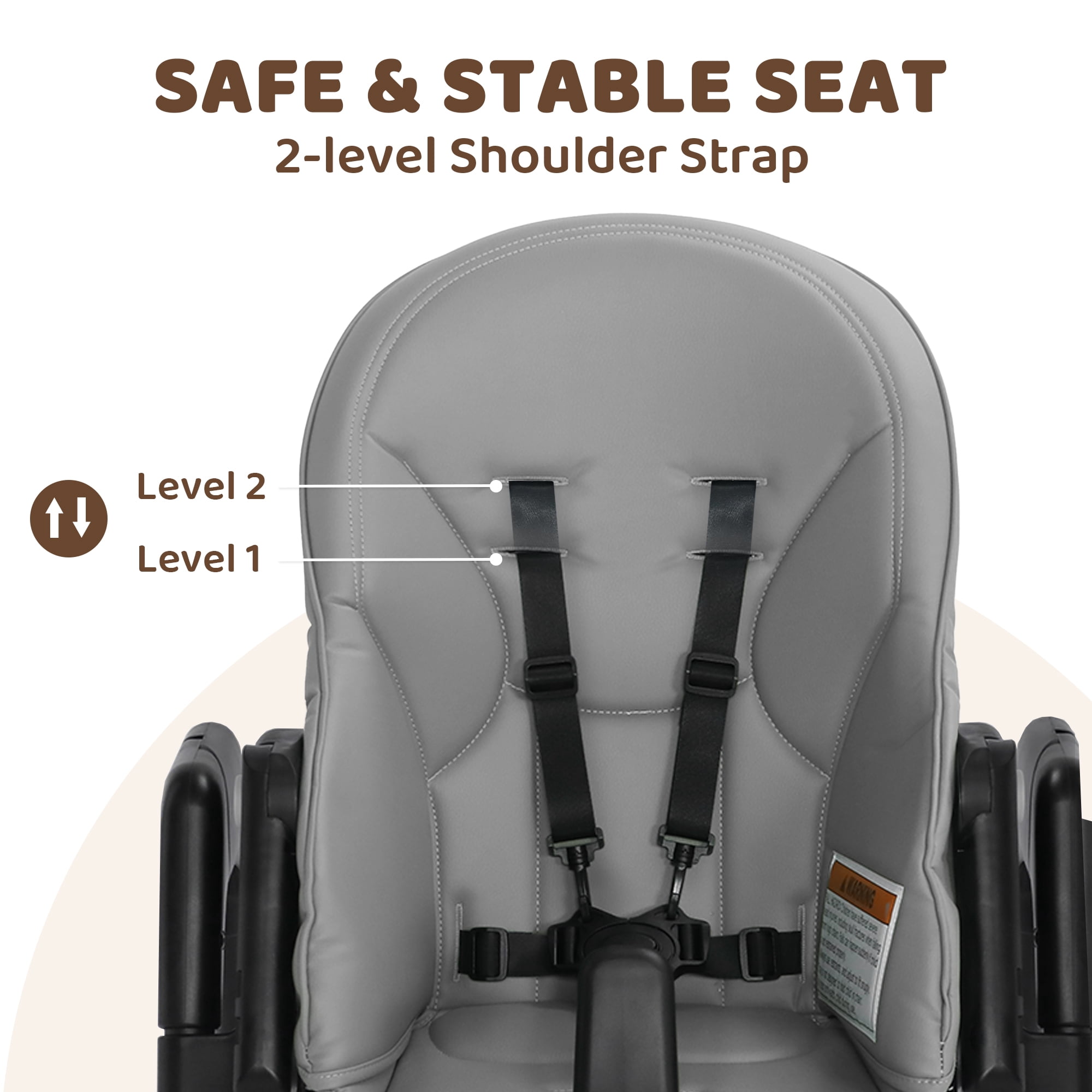 AILEEKISS Foldable High Chair for Baby, Toddler Eating Chair with Detachable Double Trays, Grey