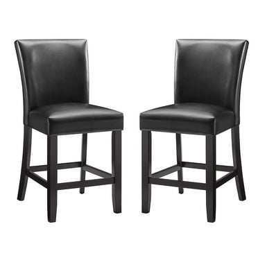 JESONVID Counter Height Bar Stools Set of 2, 38"H Solid Wood Counter Stools Barstools Chairs with Upholstered Back for Bar Kitchen Restaurant, Black