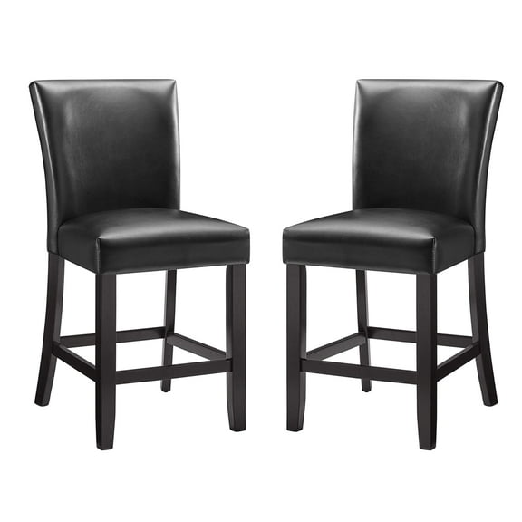 JESONVID Set of 4 Counter Height Bar Stools, 40"H Solid Wood Counter Stools Barstools Chairs with Upholstered Back for Bar Kitchen Restaurant, Black ZBY1331BK