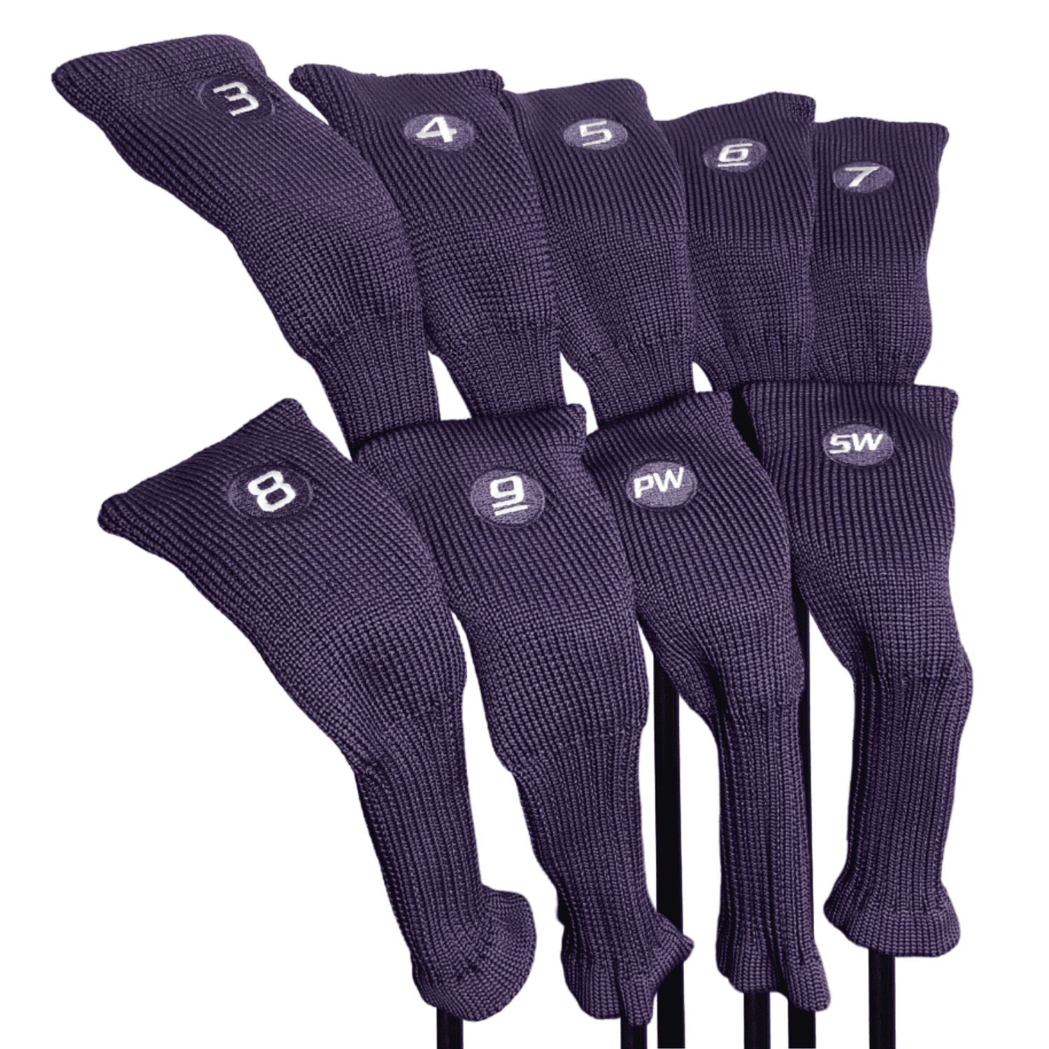 Majek Hybrid Golf Club DARK AMETHYST PURPLE Neoprene Acrylic Headcover Set #3-SW