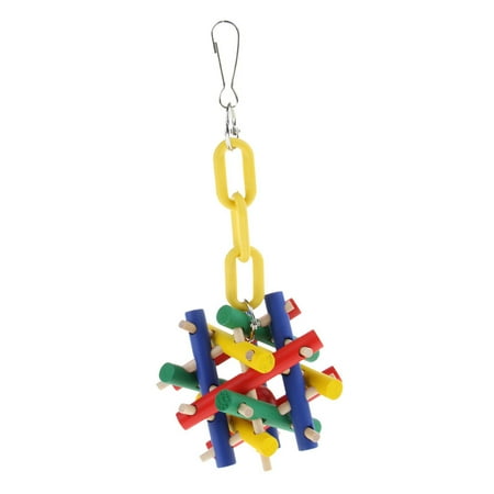 Bird Toy Parrot Swing Finch Wood Toy Parakeet Chew Stick Toys Cage Hanging