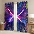 thumbnail image 2 of jejeloiu Neon Light Sword Blackout Curtains Set of 2 (52x84 Each),Cartoon Lightsaber Gaming Window Curtains,Colorful Neon Dots Curtains and Drapes For Kids,Luxury Bedroom Decor, 2 of 6