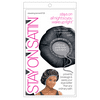 Stay on Satin Drawstring Bonnet Style 9723, Adjustable Hair Wrap Cap for Sleep, Black, 1 Count