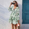 thumbnail image 5 of SCHUHLAND Women's Lace Trim V-Neck Floral Maxi Dress - Elegant Long Sleeve Printed Casual Vacation Gown, Boho Spring Summer Long Dress, 5 of 7