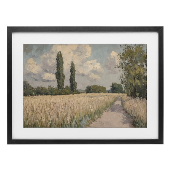 Stupell Industries Traditional Summer Path Between Poplars Black Framed Print Under Glass, 20 x 14, by Petals Prints Design