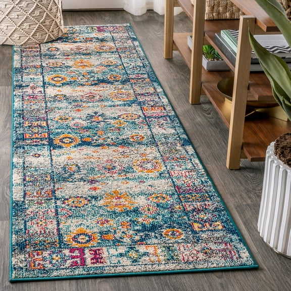 JONATHAN Y BOHEMIAN FLAIR 2 x 8 Runner Rug, Vintage Medallion - Navy/Cream, BMF103B-28