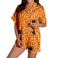 thumbnail image 2 of XIYON Halloween Pajamas Women Pumpkin Short Sleeve Sleepwear 2 Piece Button Down Top and Shorts Pajama Set Cozy Loungewear Fashion Clothes, 2 of 6