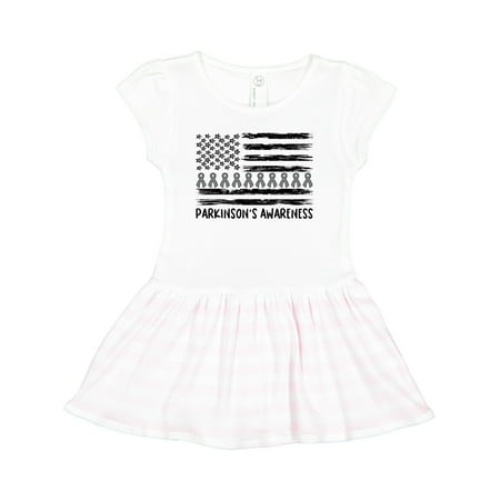 

Inktastic Parkinson s Awareness Gray Ribbons and Flag Gift Toddler Girl Dress
