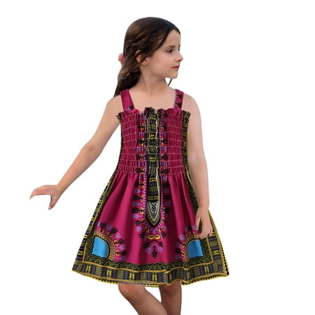 

TAIAOJING Baby Girl Dress Toddler African Traditional Style Sleeveless Suspenders Kids Ankara Princess Dresses 12-18 Months