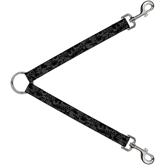 Dog Leash Splitter Skull Pile Black Gray 1 Foot Long 1 Inch Wide