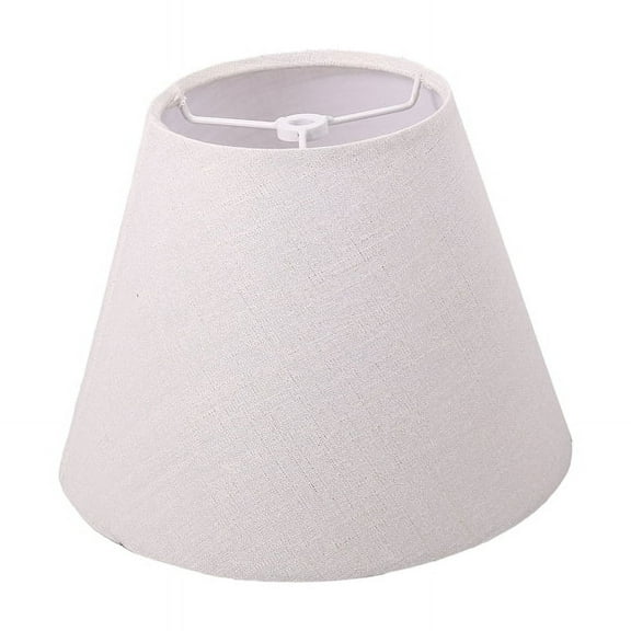 Lamp Shade Linen Fabric White Lamp Shade Small 5 Inch Top Diameter x 9 Inch Bottom Diameter x 7 Inch Tall (White with Gold Threads)