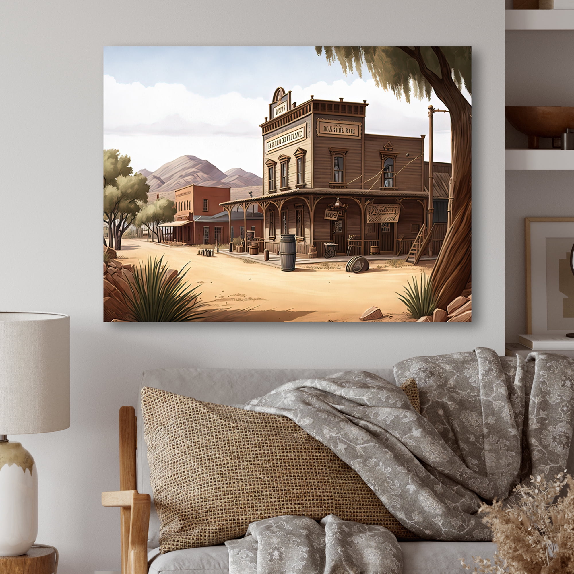 Designart Small Town In Arizona V Canvas Wall Art
