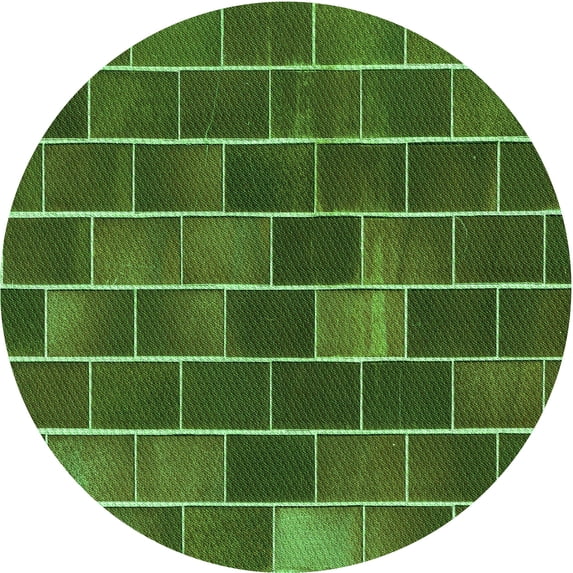 Ahgly Company Indoor Round Patterned Dark Lime Green Area Rugs, 6' Round