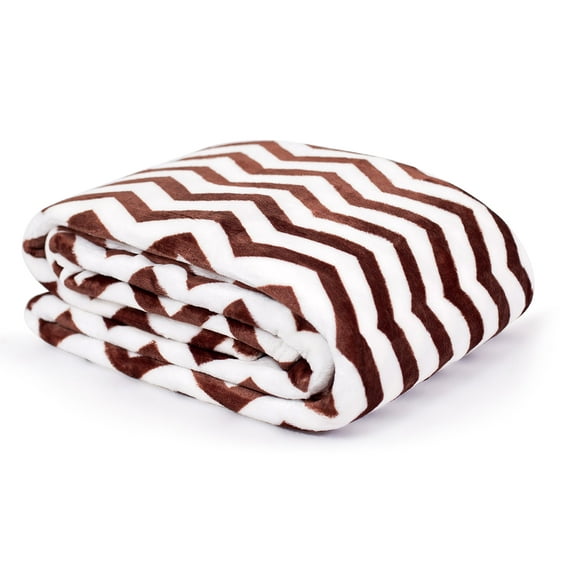 Internet's Best Plush Chevron Throw Blanket - Café (Brown) - Ultra Soft Couch Blanket - Light Weight Sofa Throw - 100% Microfiber Polyester - Easy Travel - Twin Bed - 66 x 90