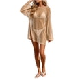 thumbnail image 2 of Favoffer Women's Beach Cover Ups Hollow Out Shimmering Knit One Shoulder Tops Lightweight Kimono for Beach Pool Vacation Party, 2 of 6