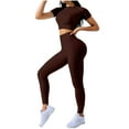 thumbnail image 2 of ZZwxWA Casual 2 Piece Fall Outfits for Women Pure Color High Waist Bodycon Tracksuit Pant Sets Short Sleeve Womens Sets 2025 Sports Sets Solid Outfits On, 2 of 4