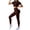 Brown, variant on 2 Piece Yoga Sets for Women Short Sleeve Round Neck Short Tops Elastic High Waist Yoga Trousers Seamless Fitness Sets (M, Black)