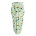 thumbnail image 2 of Xoenoiee Green Butterfly Flower Pattern Women's Plus Size Loose Fit V-Neck Batwing Kaftan Maxi Beach Dress Bathing Suit Caftan Cover Up Loungewear Resort Wear, 2 of 7