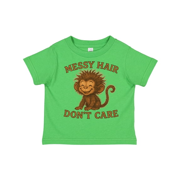 Inktastic Messy Hair Don't Care Monkey Graphic Cute Fun Boys or Girls Toddler T-Shirt