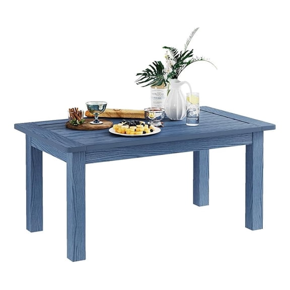 36" Outdoor Coffee Table, Weatherproof HIPS Patio Coffee Tables for Outside, All Weather Center Table with 220lbs Capacity for Deck, Garden, Balcony, Indoor or Outdoor Use, Blue