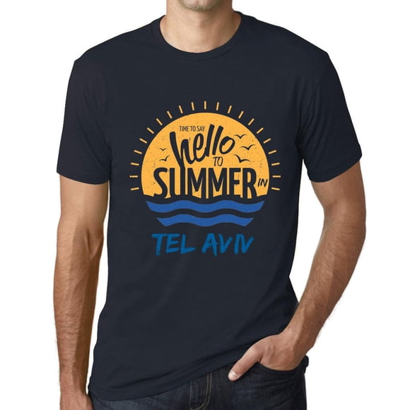 T-Shirt Graphique pour Hommes Temps de Dire Bonjour à l'Été à Tel Aviv Éco-Friendly Édition Limitée à Manches Courtes Tee-Shirt Anniversaire Vintage Cadeau Nouveauté