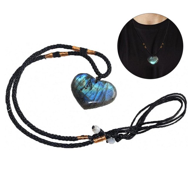 Collar Con Colgante De Labradorita En Forma De Corazón Collar De Energía Con Colgante De Cristal Para Aniversario De Cumpleaños Scienceny AP006633-01