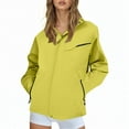 thumbnail image 3 of Fiaer,Womens Oversized Softshell Jackets with Pockets,Ladies Full Zip Waterproof Windbreaker Hooded Tops for Outdoor Activity Hiking Travel Yellow XL, 3 of 6